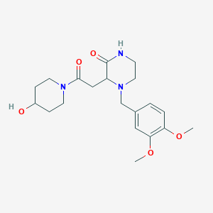 4-(3,4-dimethoxybenzyl)-3-[2-(4-hydroxy-1-piperidinyl)-2-oxoethyl]-2-piperazinone