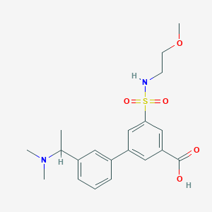 molecular formula C20H26N2O5S B5457843 3'-[1-(dimethylamino)ethyl]-5-{[(2-methoxyethyl)amino]sulfonyl}biphenyl-3-carboxylic acid 