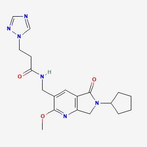 N-[(6-cyclopentyl-2-methoxy-5-oxo-6,7-dihydro-5H-pyrrolo[3,4-b]pyridin-3-yl)methyl]-3-(1H-1,2,4-triazol-1-yl)propanamide