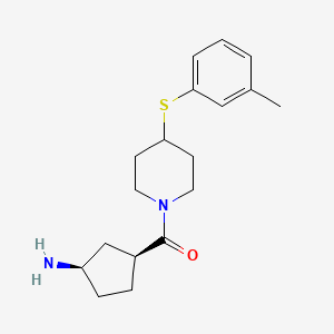molecular formula C18H26N2OS B5457865 [rel-(1R,3S)-3-({4-[(3-methylphenyl)thio]-1-piperidinyl}carbonyl)cyclopentyl]amine hydrochloride 