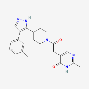 molecular formula C22H25N5O2 B5457896 2-methyl-5-(2-{4-[4-(3-methylphenyl)-1H-pyrazol-5-yl]piperidin-1-yl}-2-oxoethyl)pyrimidin-4(3H)-one 