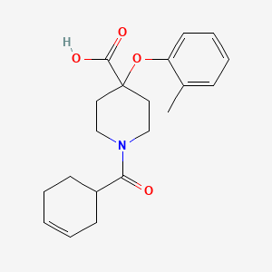 molecular formula C20H25NO4 B5457911 1-(cyclohex-3-en-1-ylcarbonyl)-4-(2-methylphenoxy)piperidine-4-carboxylic acid 