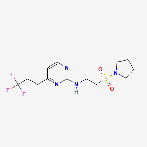 molecular formula C13H19F3N4O2S B5457940 N-[2-(pyrrolidin-1-ylsulfonyl)ethyl]-4-(3,3,3-trifluoropropyl)pyrimidin-2-amine 