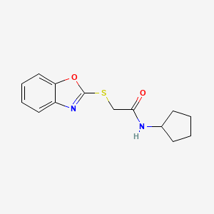 molecular formula C14H16N2O2S B5457947 2-(1,3-benzoxazol-2-ylthio)-N-cyclopentylacetamide 
