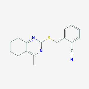 2-{[(4-methyl-5,6,7,8-tetrahydro-2-quinazolinyl)thio]methyl}benzonitrile