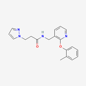 molecular formula C19H20N4O2 B5457980 N-{[2-(2-methylphenoxy)pyridin-3-yl]methyl}-3-(1H-pyrazol-1-yl)propanamide 