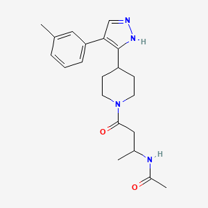 molecular formula C21H28N4O2 B5457994 N-(1-methyl-3-{4-[4-(3-methylphenyl)-1H-pyrazol-5-yl]piperidin-1-yl}-3-oxopropyl)acetamide 