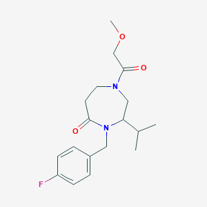 molecular formula C18H25FN2O3 B5458010 4-(4-fluorobenzyl)-3-isopropyl-1-(methoxyacetyl)-1,4-diazepan-5-one 