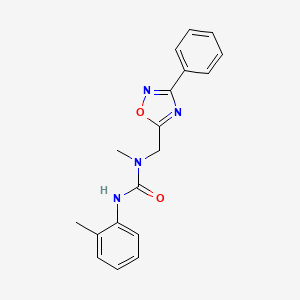 molecular formula C18H18N4O2 B5458028 N-methyl-N'-(2-methylphenyl)-N-[(3-phenyl-1,2,4-oxadiazol-5-yl)methyl]urea 