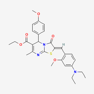 molecular formula C29H33N3O5S B5458051 ethyl 2-[4-(diethylamino)-2-methoxybenzylidene]-5-(4-methoxyphenyl)-7-methyl-3-oxo-2,3-dihydro-5H-[1,3]thiazolo[3,2-a]pyrimidine-6-carboxylate 