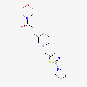 molecular formula C20H32N4O2S B5458067 4-[3-(1-{[2-(1-pyrrolidinyl)-1,3-thiazol-5-yl]methyl}-3-piperidinyl)propanoyl]morpholine 