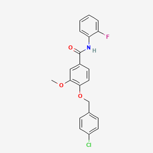 molecular formula C21H17ClFNO3 B5458083 4-[(4-chlorobenzyl)oxy]-N-(2-fluorophenyl)-3-methoxybenzamide 