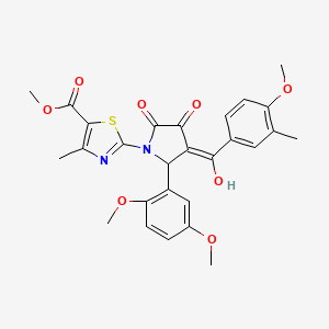 molecular formula C27H26N2O8S B5458113 methyl 2-[2-(2,5-dimethoxyphenyl)-4-hydroxy-3-(4-methoxy-3-methylbenzoyl)-5-oxo-2,5-dihydro-1H-pyrrol-1-yl]-4-methyl-1,3-thiazole-5-carboxylate 