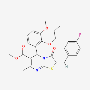 molecular formula C26H25FN2O5S B5458118 methyl 2-(4-fluorobenzylidene)-5-(3-methoxy-2-propoxyphenyl)-7-methyl-3-oxo-2,3-dihydro-5H-[1,3]thiazolo[3,2-a]pyrimidine-6-carboxylate 
