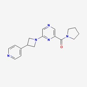 molecular formula C17H19N5O B5458154 2-[3-(4-pyridinyl)-1-azetidinyl]-6-(1-pyrrolidinylcarbonyl)pyrazine 