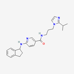 molecular formula C24H29N5O B5458175 6-(2,3-dihydro-1H-inden-1-ylamino)-N-[3-(2-isopropyl-1H-imidazol-1-yl)propyl]nicotinamide 