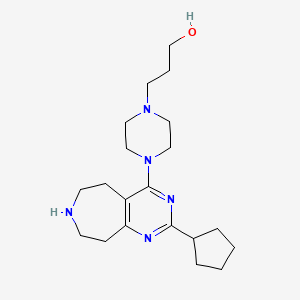 molecular formula C20H33N5O B5458222 3-[4-(2-cyclopentyl-6,7,8,9-tetrahydro-5H-pyrimido[4,5-d]azepin-4-yl)-1-piperazinyl]-1-propanol dihydrochloride 