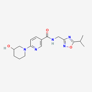 molecular formula C17H23N5O3 B5458231 6-(3-hydroxypiperidin-1-yl)-N-[(5-isopropyl-1,2,4-oxadiazol-3-yl)methyl]nicotinamide 