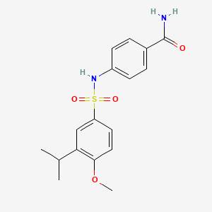 molecular formula C17H20N2O4S B5458243 4-{[(3-isopropyl-4-methoxyphenyl)sulfonyl]amino}benzamide 