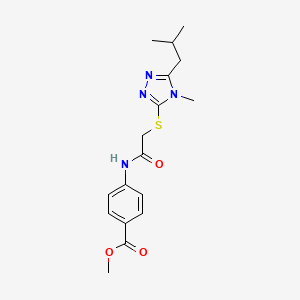 molecular formula C17H22N4O3S B5458274 methyl 4-({[(5-isobutyl-4-methyl-4H-1,2,4-triazol-3-yl)thio]acetyl}amino)benzoate 