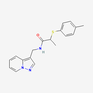 molecular formula C18H19N3OS B5458285 2-[(4-methylphenyl)thio]-N-(pyrazolo[1,5-a]pyridin-3-ylmethyl)propanamide 