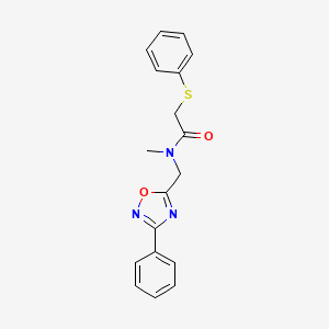 molecular formula C18H17N3O2S B5458304 N-methyl-N-[(3-phenyl-1,2,4-oxadiazol-5-yl)methyl]-2-(phenylthio)acetamide 