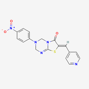 3-(4-nitrophenyl)-7-(4-pyridinylmethylene)-3,4-dihydro-2H-[1,3]thiazolo[3,2-a][1,3,5]triazin-6(7H)-one