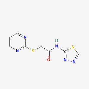 molecular formula C8H7N5OS2 B5458316 2-(2-pyrimidinylthio)-N-1,3,4-thiadiazol-2-ylacetamide 