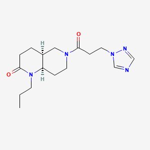 molecular formula C16H25N5O2 B5458357 (4aS*,8aR*)-1-propyl-6-[3-(1H-1,2,4-triazol-1-yl)propanoyl]octahydro-1,6-naphthyridin-2(1H)-one 