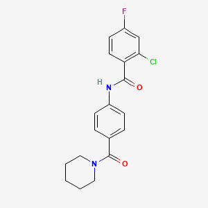 molecular formula C19H18ClFN2O2 B5458376 2-chloro-4-fluoro-N-[4-(1-piperidinylcarbonyl)phenyl]benzamide 