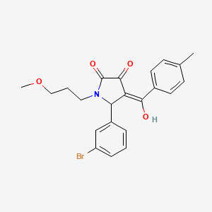 molecular formula C22H22BrNO4 B5458385 5-(3-bromophenyl)-3-hydroxy-1-(3-methoxypropyl)-4-(4-methylbenzoyl)-1,5-dihydro-2H-pyrrol-2-one 