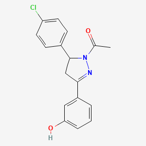 molecular formula C17H15ClN2O2 B5458402 3-[1-acetyl-5-(4-chlorophenyl)-4,5-dihydro-1H-pyrazol-3-yl]phenol 
