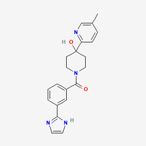molecular formula C21H22N4O2 B5458422 1-[3-(1H-imidazol-2-yl)benzoyl]-4-(5-methylpyridin-2-yl)piperidin-4-ol 