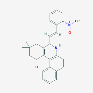 molecular formula C27H24N2O3 B5458479 3,3-dimethyl-5-[2-(2-nitrophenyl)vinyl]-3,4,5,6-tetrahydrobenzo[a]phenanthridin-1(2H)-one 
