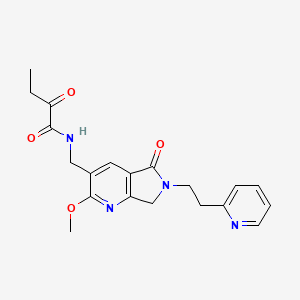 molecular formula C20H22N4O4 B5458493 N-{[2-methoxy-5-oxo-6-(2-pyridin-2-ylethyl)-6,7-dihydro-5H-pyrrolo[3,4-b]pyridin-3-yl]methyl}-2-oxobutanamide 