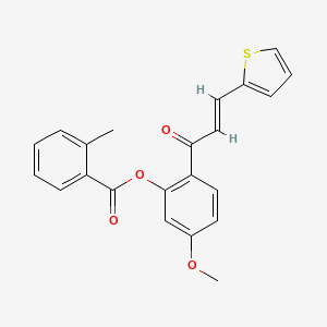 molecular formula C22H18O4S B5458502 5-methoxy-2-[3-(2-thienyl)acryloyl]phenyl 2-methylbenzoate 