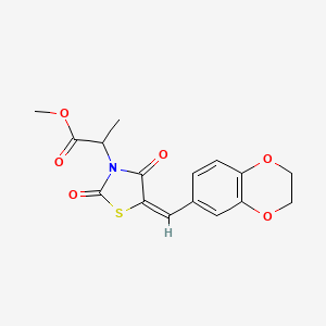 molecular formula C16H15NO6S B5458516 methyl 2-[5-(2,3-dihydro-1,4-benzodioxin-6-ylmethylene)-2,4-dioxo-1,3-thiazolidin-3-yl]propanoate 