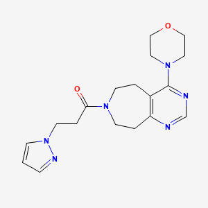 molecular formula C18H24N6O2 B5458547 4-morpholin-4-yl-7-[3-(1H-pyrazol-1-yl)propanoyl]-6,7,8,9-tetrahydro-5H-pyrimido[4,5-d]azepine 