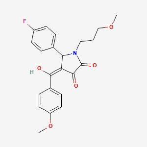 molecular formula C22H22FNO5 B5458550 5-(4-fluorophenyl)-3-hydroxy-4-(4-methoxybenzoyl)-1-(3-methoxypropyl)-1,5-dihydro-2H-pyrrol-2-one 