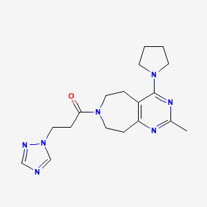 molecular formula C18H25N7O B5458616 2-methyl-4-pyrrolidin-1-yl-7-[3-(1H-1,2,4-triazol-1-yl)propanoyl]-6,7,8,9-tetrahydro-5H-pyrimido[4,5-d]azepine 