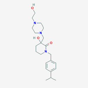 molecular formula C22H35N3O3 B5458627 3-hydroxy-3-{[4-(2-hydroxyethyl)piperazin-1-yl]methyl}-1-(4-isopropylbenzyl)piperidin-2-one 