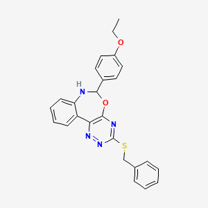 molecular formula C25H22N4O2S B5458648 3-(苯甲硫基)-6-(4-乙氧基苯基)-6,7-二氢[1,2,4]三嗪并[5,6-d][3,1]苯并恶杂环庚三烯 