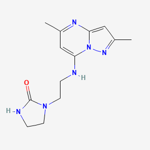 molecular formula C13H18N6O B5458675 1-{2-[(2,5-dimethylpyrazolo[1,5-a]pyrimidin-7-yl)amino]ethyl}-2-imidazolidinone 