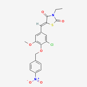 molecular formula C20H17ClN2O6S B5458698 5-{3-chloro-5-methoxy-4-[(4-nitrobenzyl)oxy]benzylidene}-3-ethyl-1,3-thiazolidine-2,4-dione 