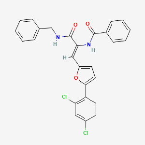 molecular formula C27H20Cl2N2O3 B5458751 N-{1-[(benzylamino)carbonyl]-2-[5-(2,4-dichlorophenyl)-2-furyl]vinyl}benzamide 