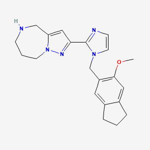 molecular formula C21H25N5O B5458788 2-{1-[(6-methoxy-2,3-dihydro-1H-inden-5-yl)methyl]-1H-imidazol-2-yl}-5,6,7,8-tetrahydro-4H-pyrazolo[1,5-a][1,4]diazepine dihydrochloride 