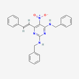 molecular formula C26H23N5O2 B5458843 N,N'-dibenzyl-5-nitro-6-(2-phenylvinyl)-2,4-pyrimidinediamine 
