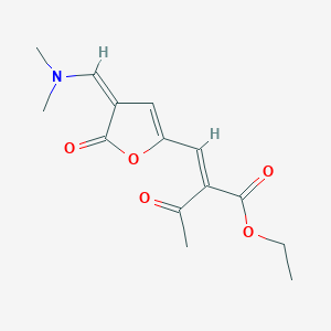 ethyl 2-acetyl-3-{4-[(dimethylamino)methylene]-5-oxo-4,5-dihydro-2-furanyl}acrylate