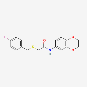 molecular formula C17H16FNO3S B5458865 N-(2,3-dihydro-1,4-benzodioxin-6-yl)-2-[(4-fluorobenzyl)thio]acetamide 