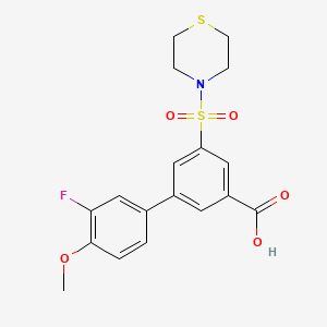 molecular formula C18H18FNO5S2 B5458872 3'-fluoro-4'-methoxy-5-(thiomorpholin-4-ylsulfonyl)biphenyl-3-carboxylic acid 